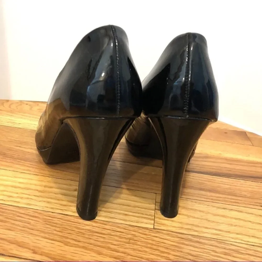 Black patent leather shiny platform heels shoes 9 NEW NIB NWT rockabilly pinup